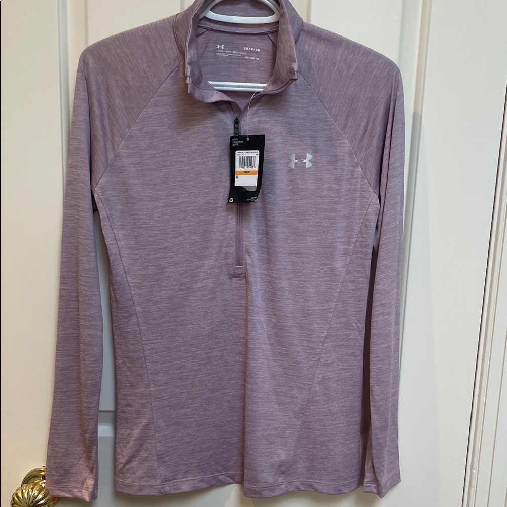 NWT UA Under Armour sz S Quarter-Zip Loose Fit HEATGEAR iced lilac heather